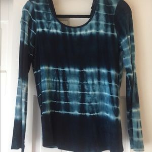 Blue long sleeve top with twist back